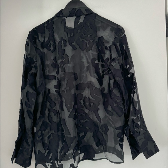 Zara Mixed Fabric Button Down Shirt - Picture 7 of 8